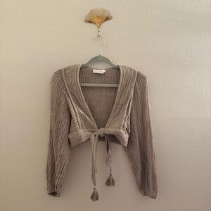 Zimmermann Women's Taupe Tie-Front Top